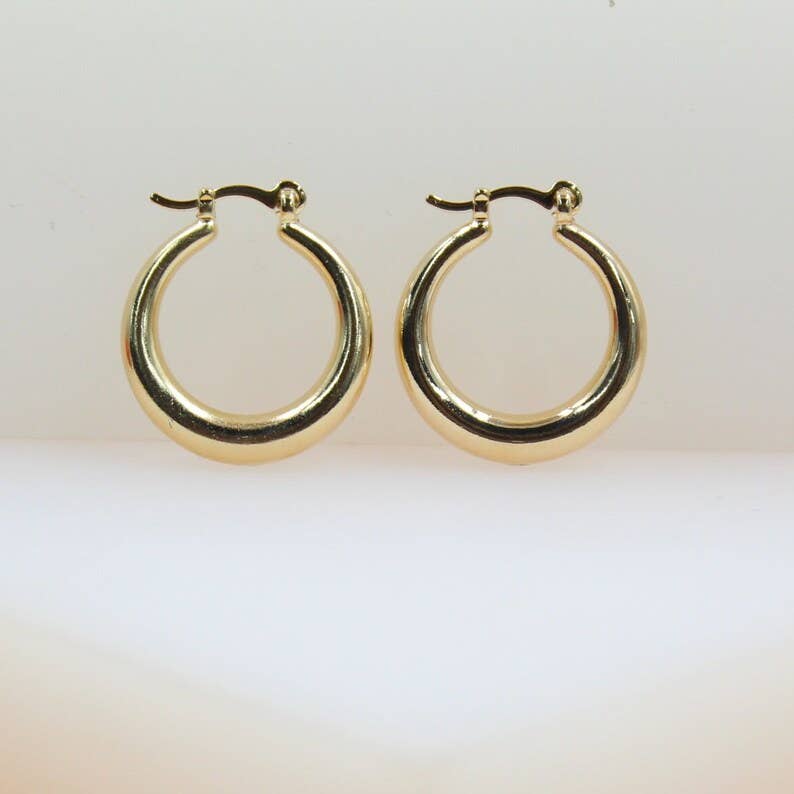 18K Small Gold Filled Thin to Thick Hoop Earrings