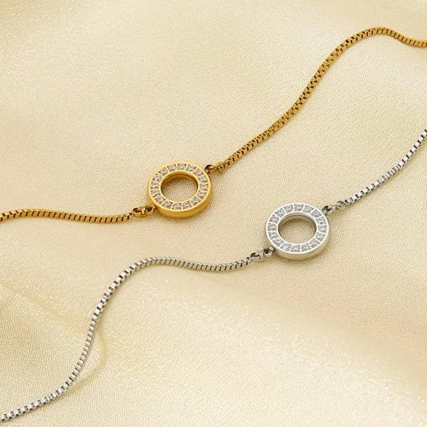 18K STAINLESS STEEL TARNISH FREE GEMSTONE BRACELET Silver