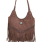 EJ60273SU Faux Suede Western Fringe Tote Bag: