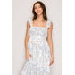 Reese Flutter Strap Woven Maxi Dress Wht/Blue/Taupe