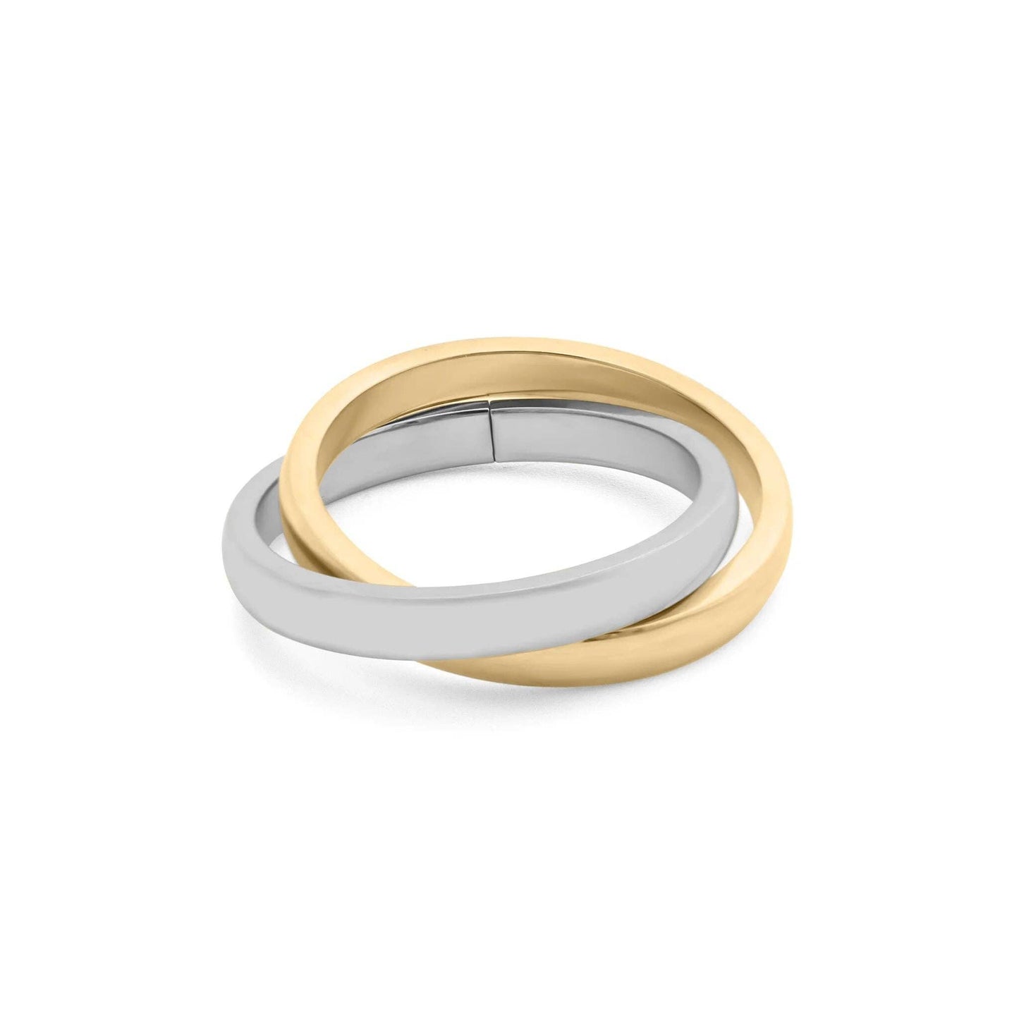 18K Gold PVD Stainless Steel Mixed Metal Intertwined Ring: Mixed Metal