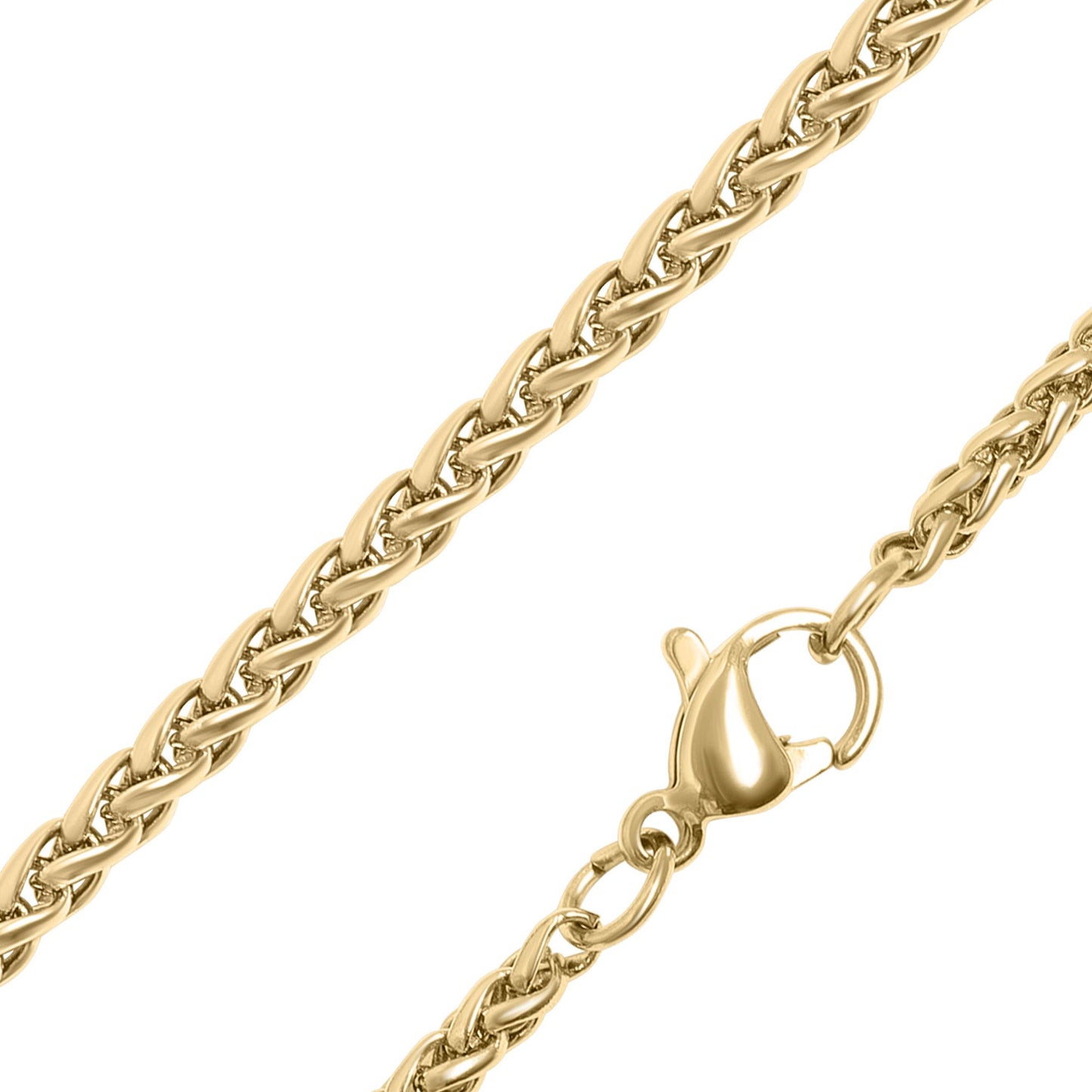 Stainless Steel Gold Wheat Chain Necklace: Gold / 20"