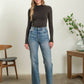 SEAMLESS MOCK NECK LONG SLEEVE BODYSUIT BLACK