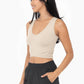 Seamless Ribbed V-Neck Crop Top: White / S:M:L
