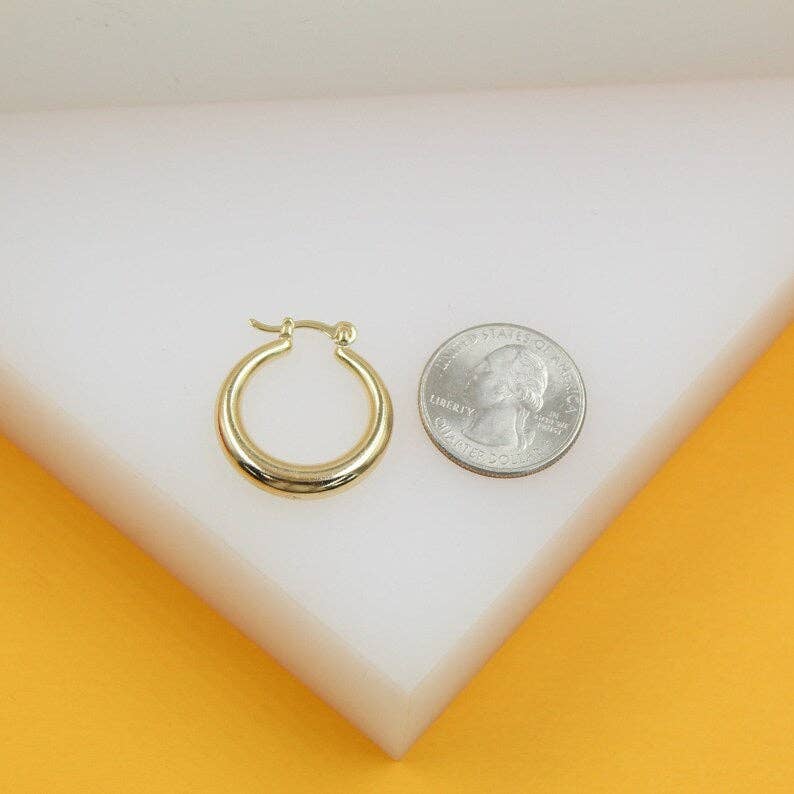 18K Small Gold Filled Thin to Thick Hoop Earrings