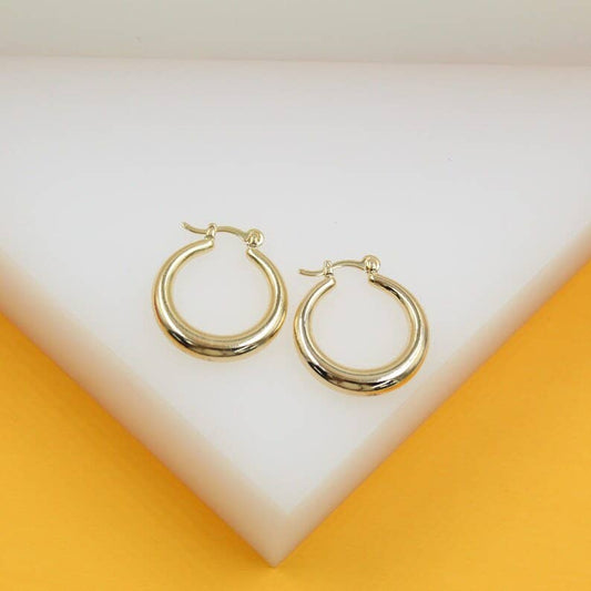 18K Small Gold Filled Thin to Thick Hoop Earrings