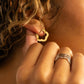 18K Gold PVD Stainless Steel Flower Huggie Earrings:Silver/Gold