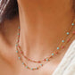 Pink Lady 18K PVD Gold Non-Tarnish Beaded Petite Chain Necklace: Rose