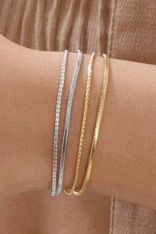 18K STAINLESS STEEL TARNISH FREE LAYERED BRACELET GOLD or Silver