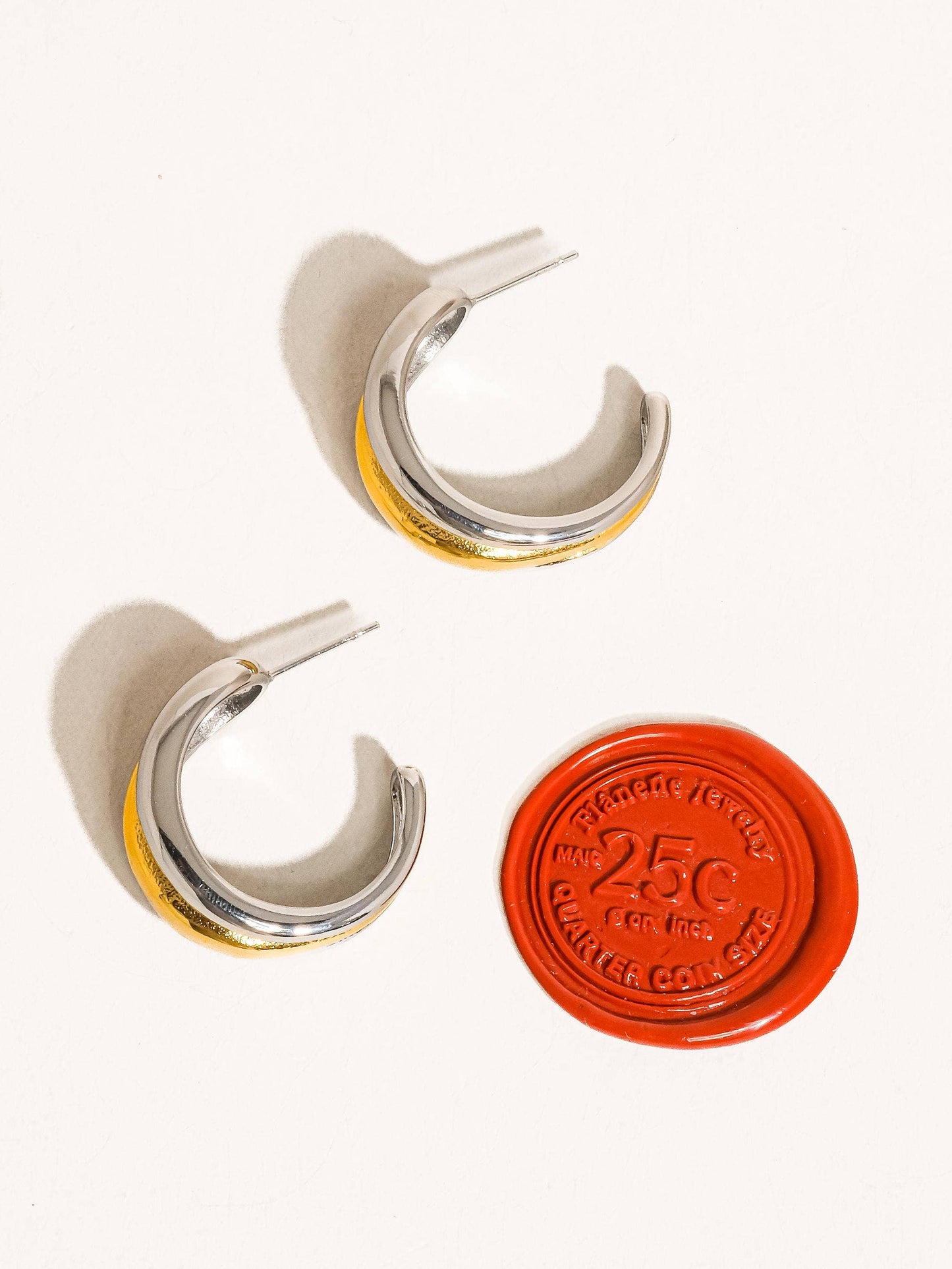 Lazare 18K Non-Tarnish Multi C Hoop Earring: Multi-Colored
