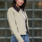 CONTRAST CORDUROY COLLAR ZIPUP JACKET