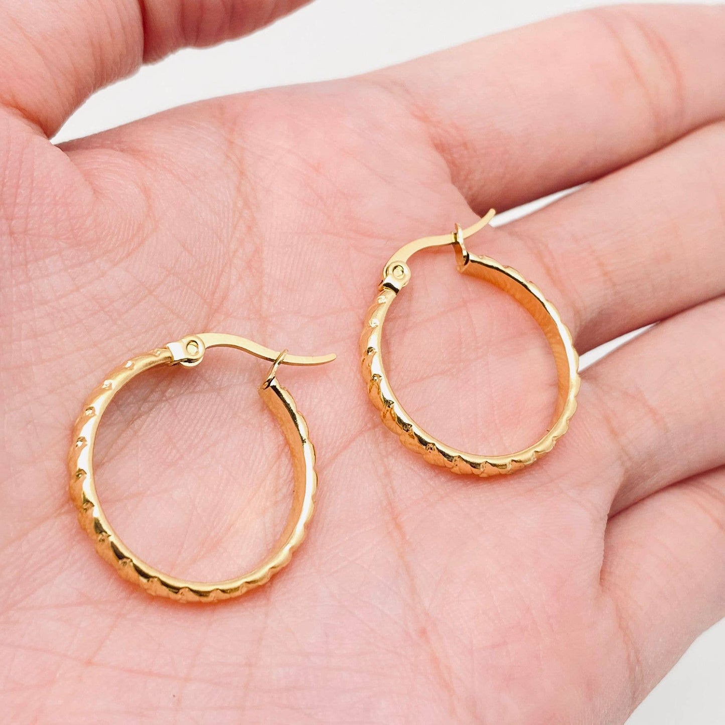 18K Gold Plated Stainless Steel Hoop Earrings Small