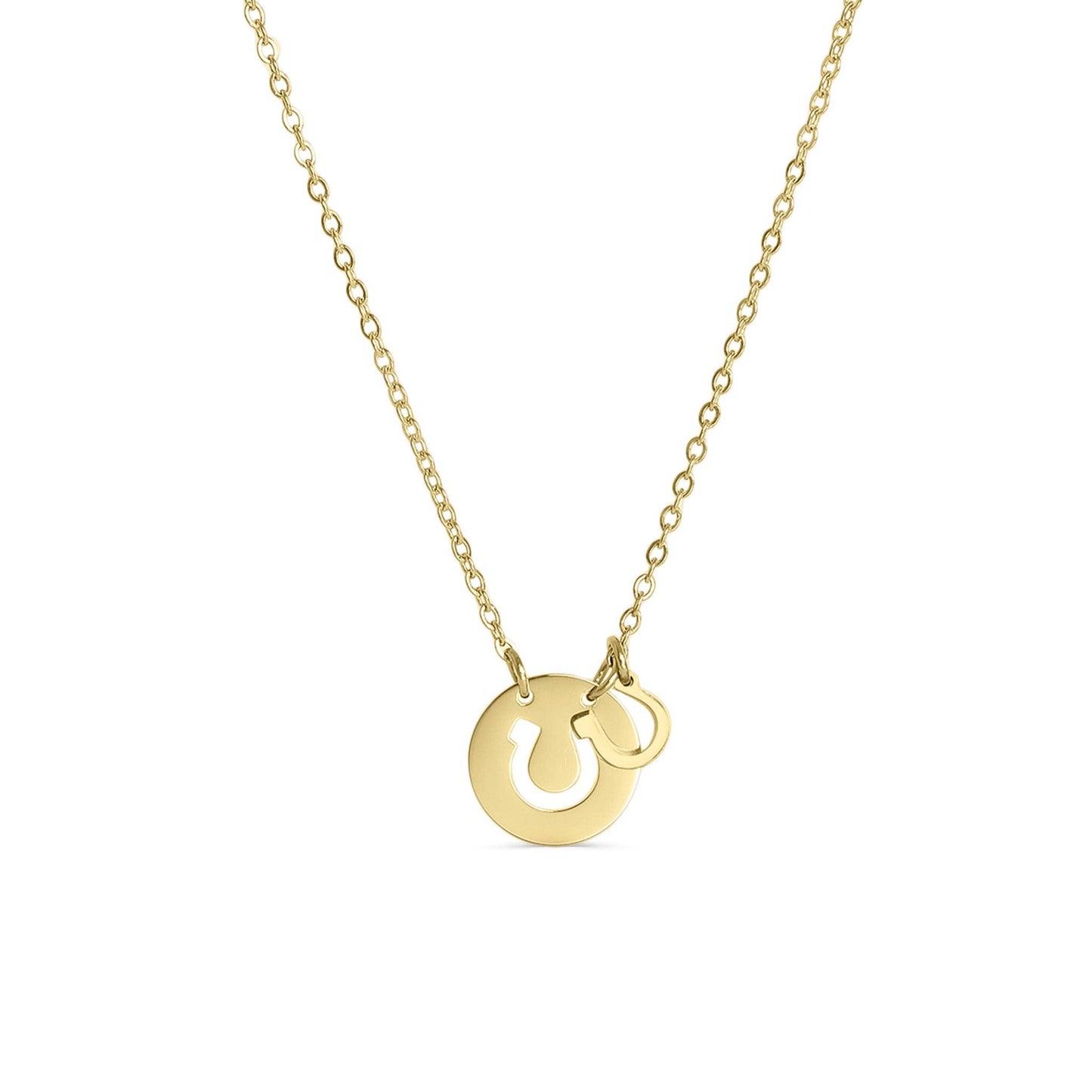 Western Stainless Steel / PVD Gold Horseshoe Charm Necklace: Gold