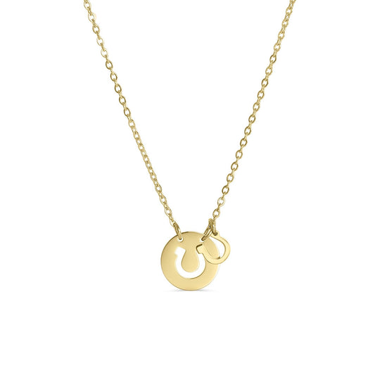 Western Stainless Steel / PVD Gold Horseshoe Charm Necklace: Gold
