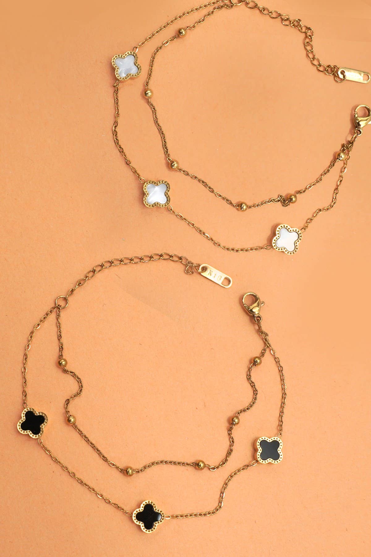 18K STAINLESS STEEL TARNISH FREE CLOVER BRACELET