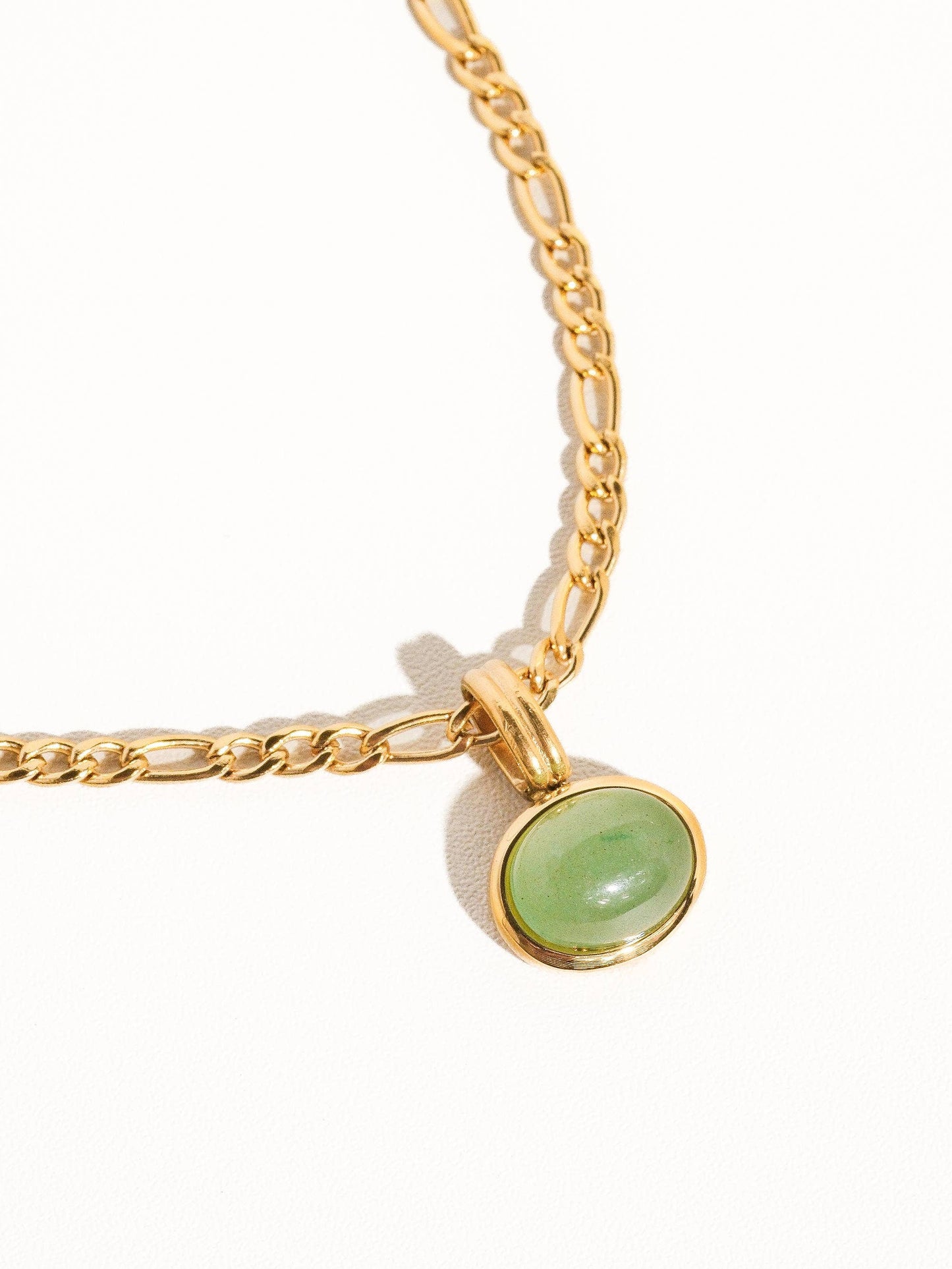 Winslow Non-Tarnish Green Stone Pendant Chain Necklace: Green