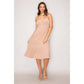 Spaghetti Strap Bow Tie Midi Dress with Ruffle: Taupe