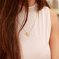 Western Stainless Steel / PVD Gold Horseshoe Charm Necklace: Gold