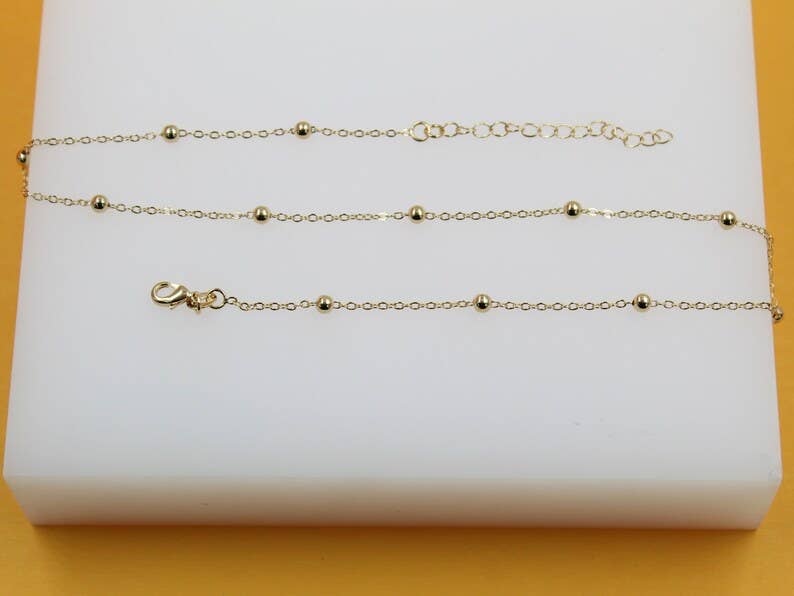 Genevieve 18K Gold Filled Beaded Cable Chain Necklace and Bracelet Set