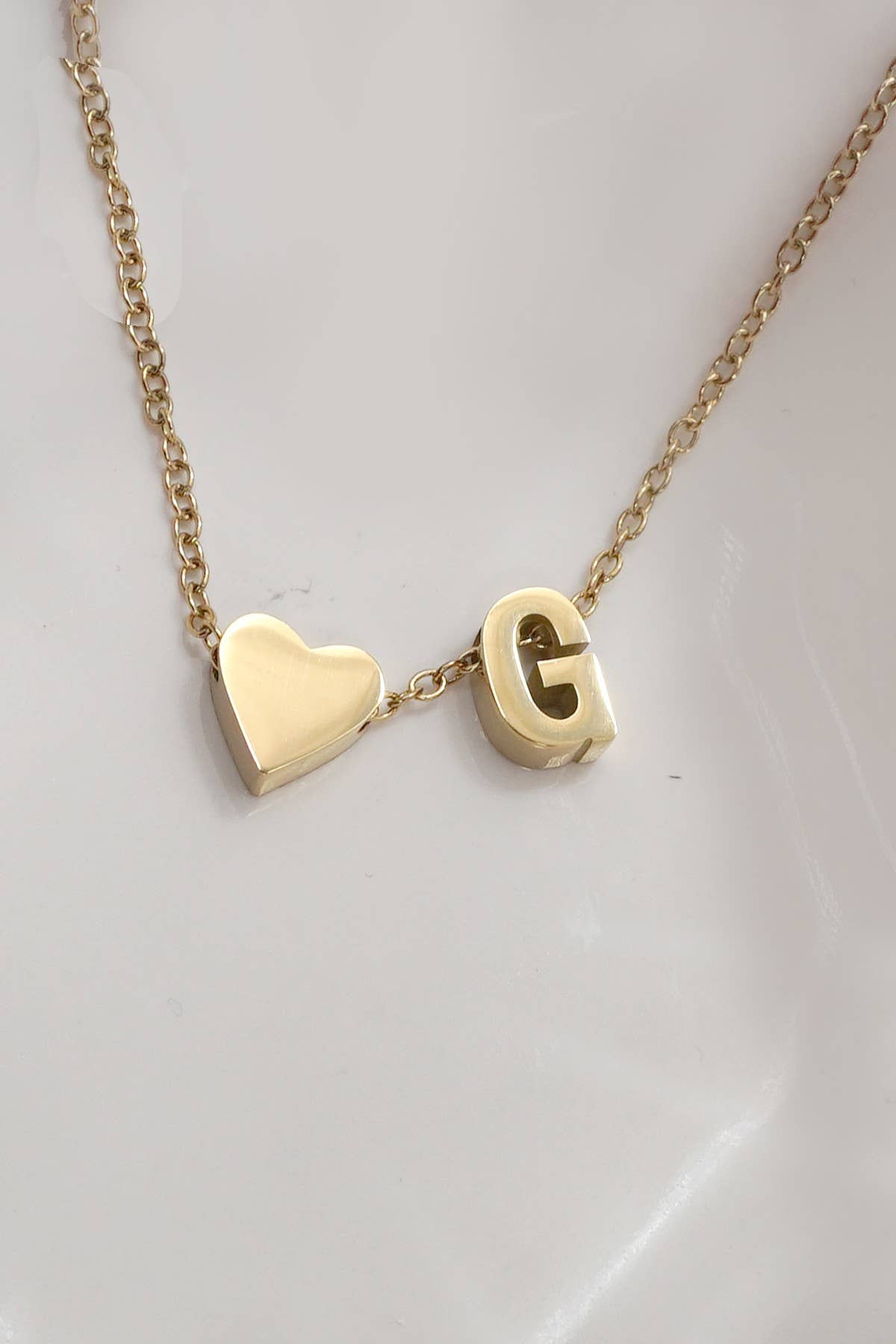 18K STAINLESS STEEL TARNISH FREE INITIAL NECKLACE: A,G, H,L