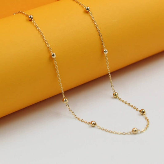 Genevieve 18K Gold Filled Beaded Cable Chain Necklace and Bracelet Set
