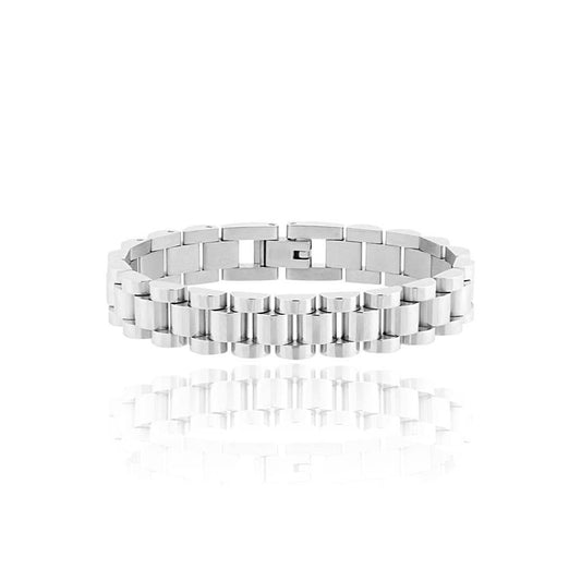 18k Gold Filled Strap Link Bracelet: Silver / 16 cm (Women)
