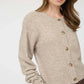 RIBBED TRIM BUTTON DOWN LONG SLEEVE KNIT CARDIGAN