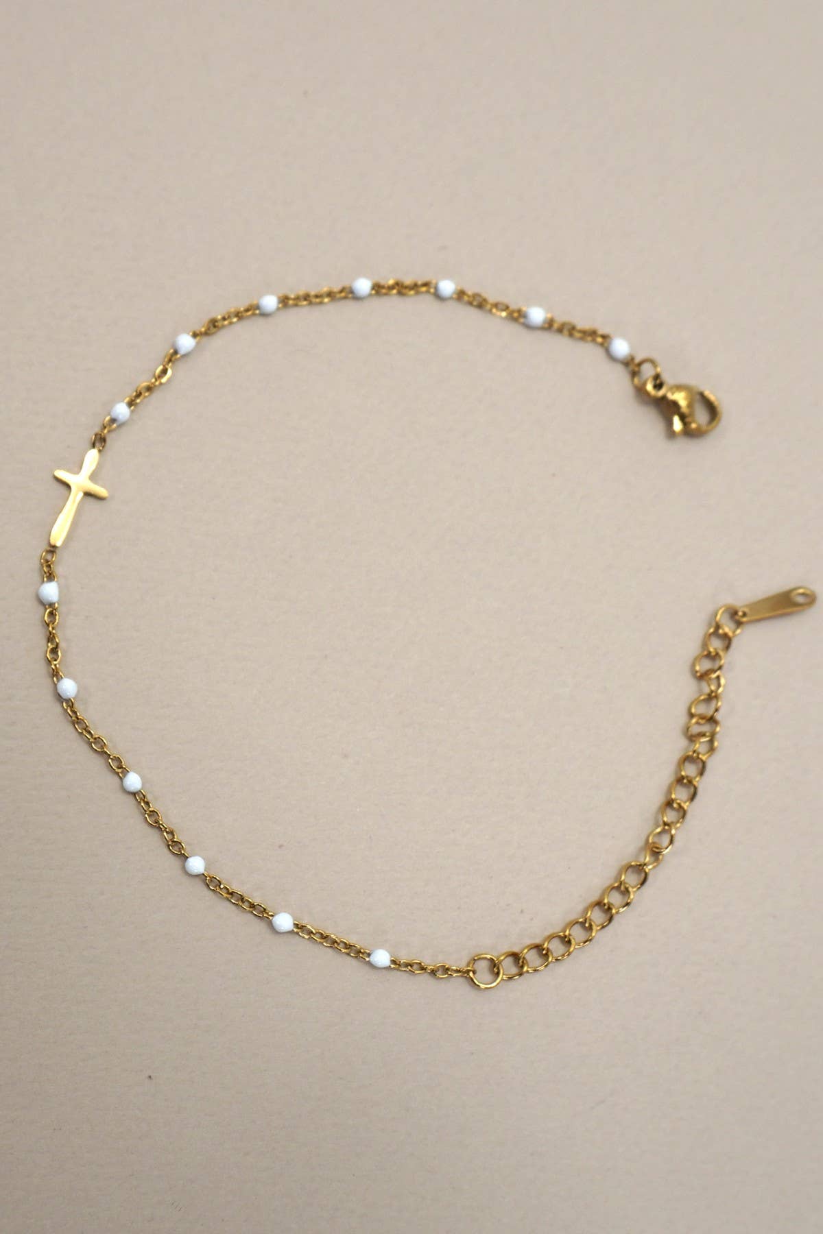 18K STAINLESS STEEL TARNISH FREE CROSS BRACELET