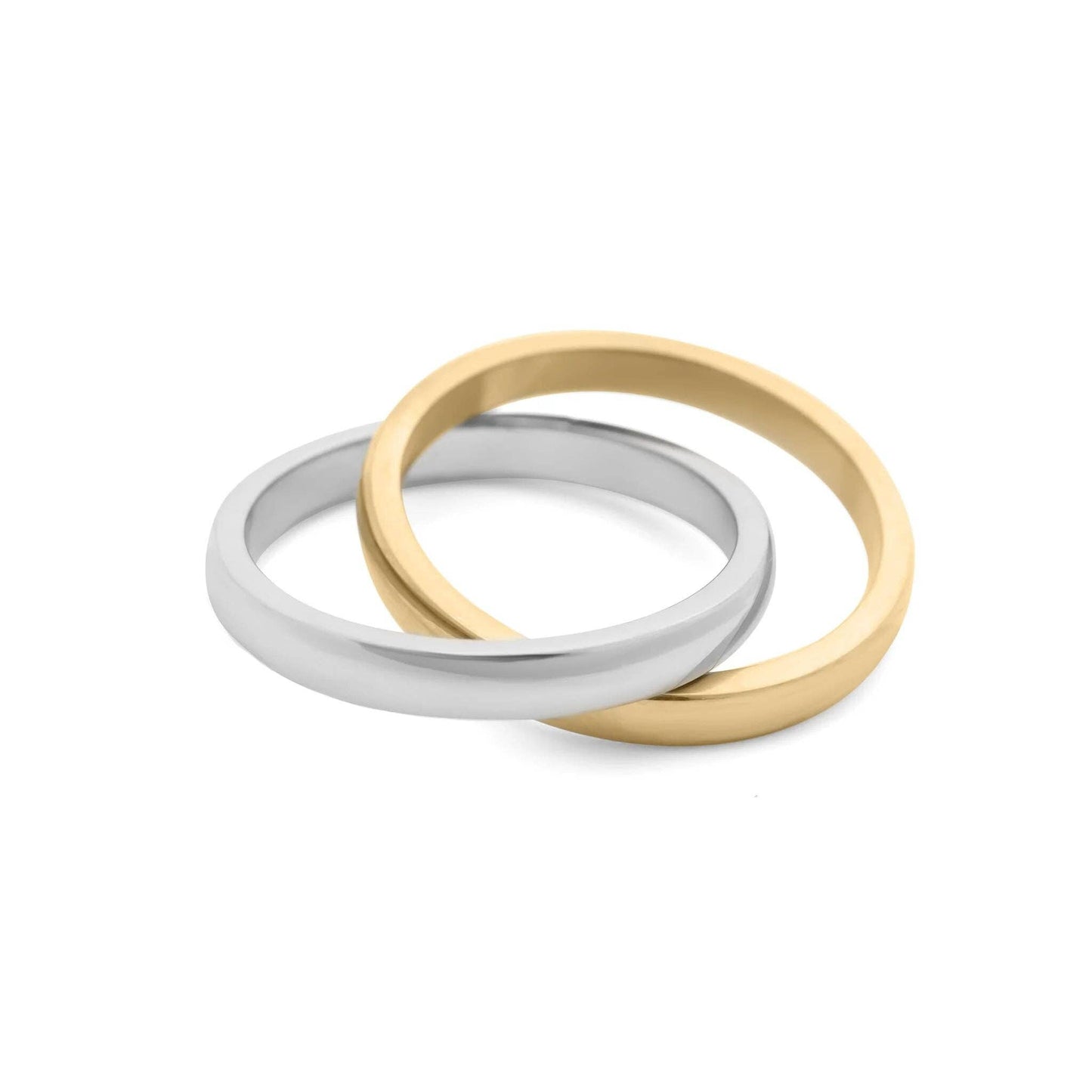 18K Gold PVD Stainless Steel Mixed Metal Intertwined Ring: Mixed Metal