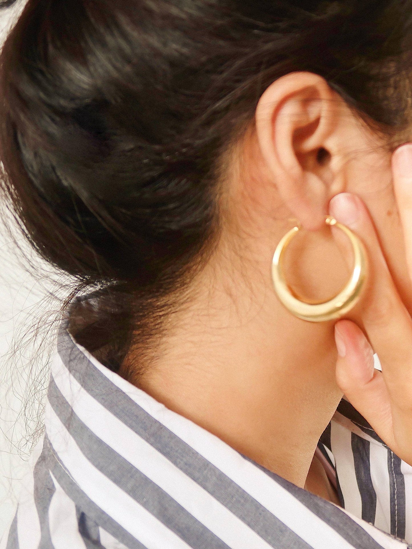 Galene Non-Tarnish Classic Large Hoop Earring: Silver or Gold