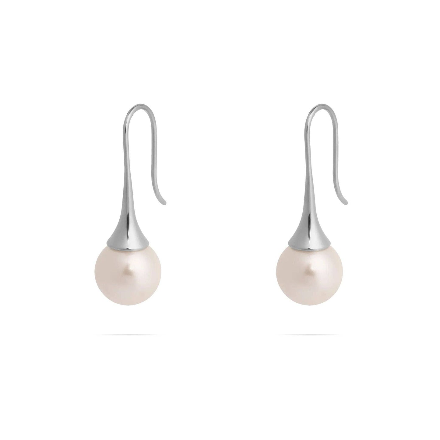 18K Gold PVD Stainless Steel Large Pearl Drop Earrings: Gold