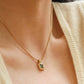 Maeve 18K PVD Non-Tarnish Green Square Stone Pendant: Green
