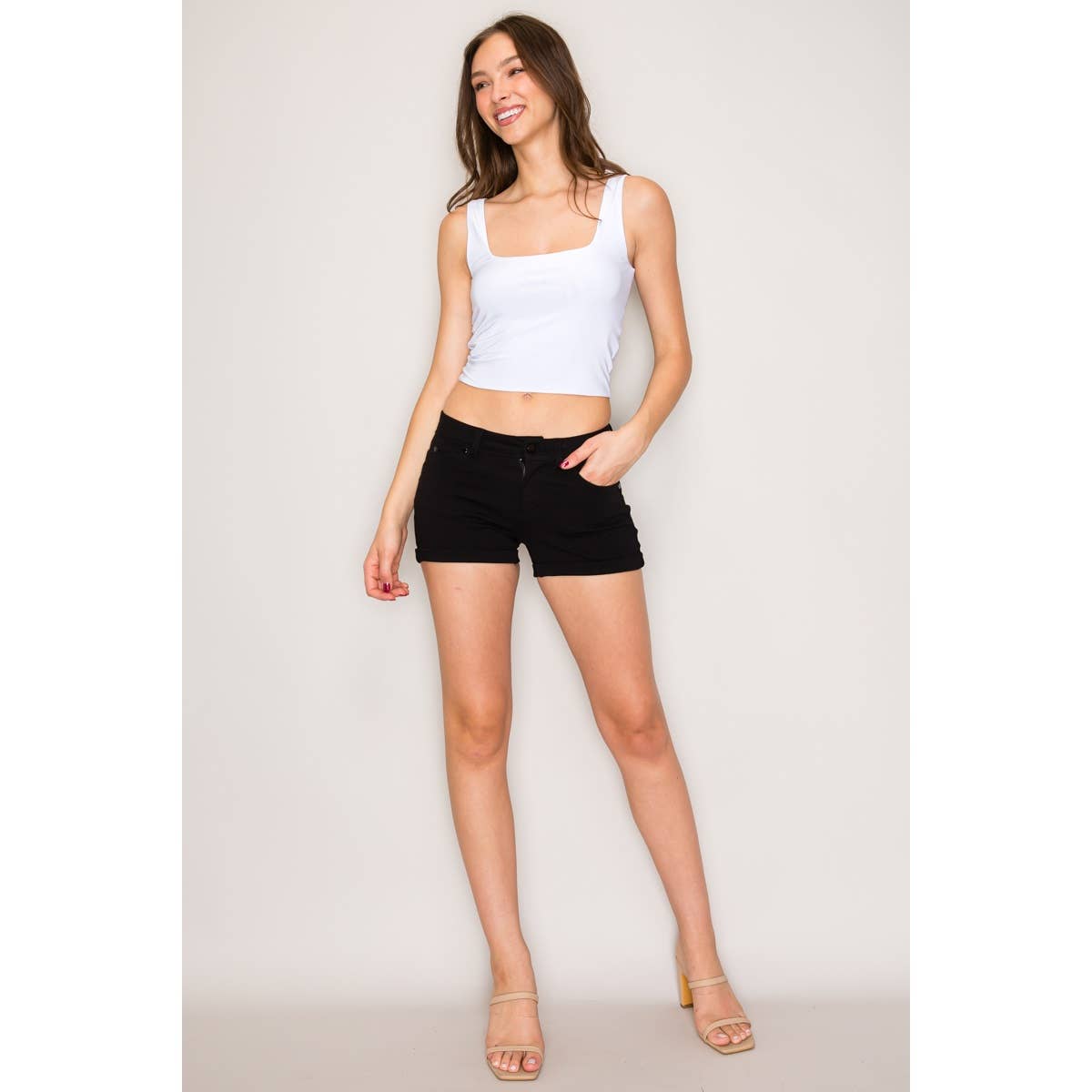 Double Layer Sleeveless Squre Neck Soft Tank Top