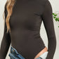 SEAMLESS MOCK NECK LONG SLEEVE BODYSUIT BLACK