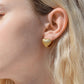 18K Gold PVD Stainless Steel Heart Huggie Earrings: Silver/Gold