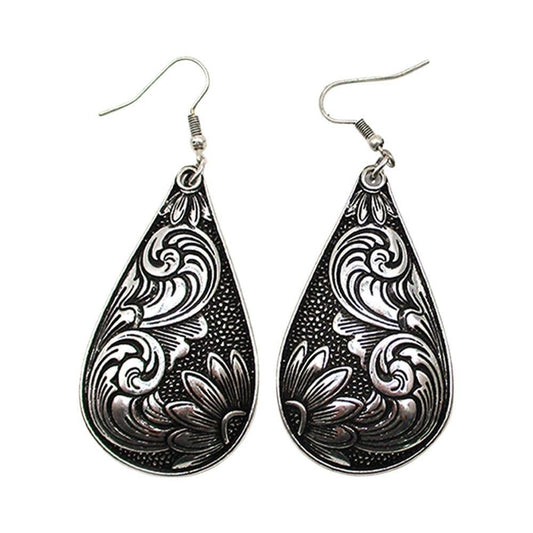 WESTERN ENGRAVED TEARDROP EARRING