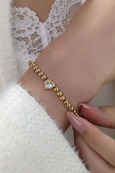 Riley 18K STAINLESS STEEL TARNISH FREE BEADED BRACELET GOLD