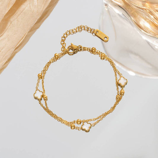 18K STAINLESS STEEL TARNISH FREE CLOVER BRACELET