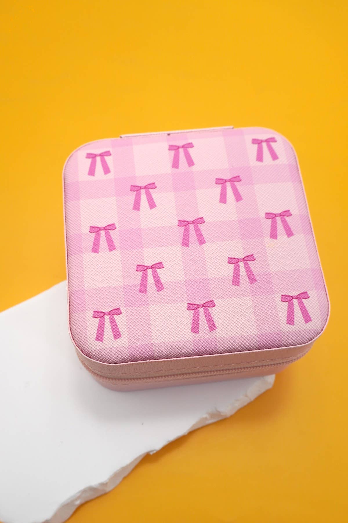 DESIGNED JEWELRY ORGANIZER TRAVEL BOX CASE | 40P566: BOW LT PINK