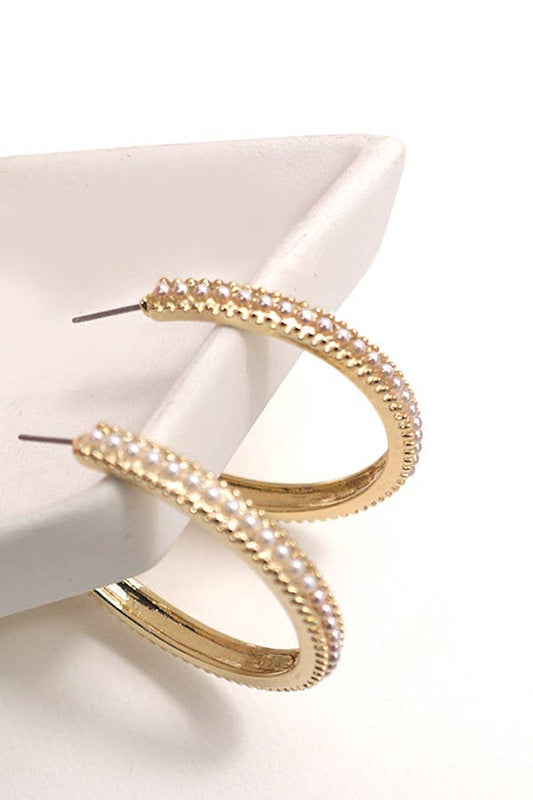 Savannah PEARL HOOP EARRINGS PVD GOLD