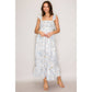 Reese Flutter Strap Woven Maxi Dress Wht/Blue/Taupe