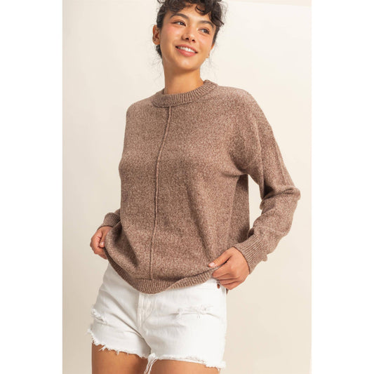 Front Seam Crew Neck Sweater:S-M-L(2-2-2)