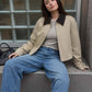CONTRAST CORDUROY COLLAR ZIPUP JACKET