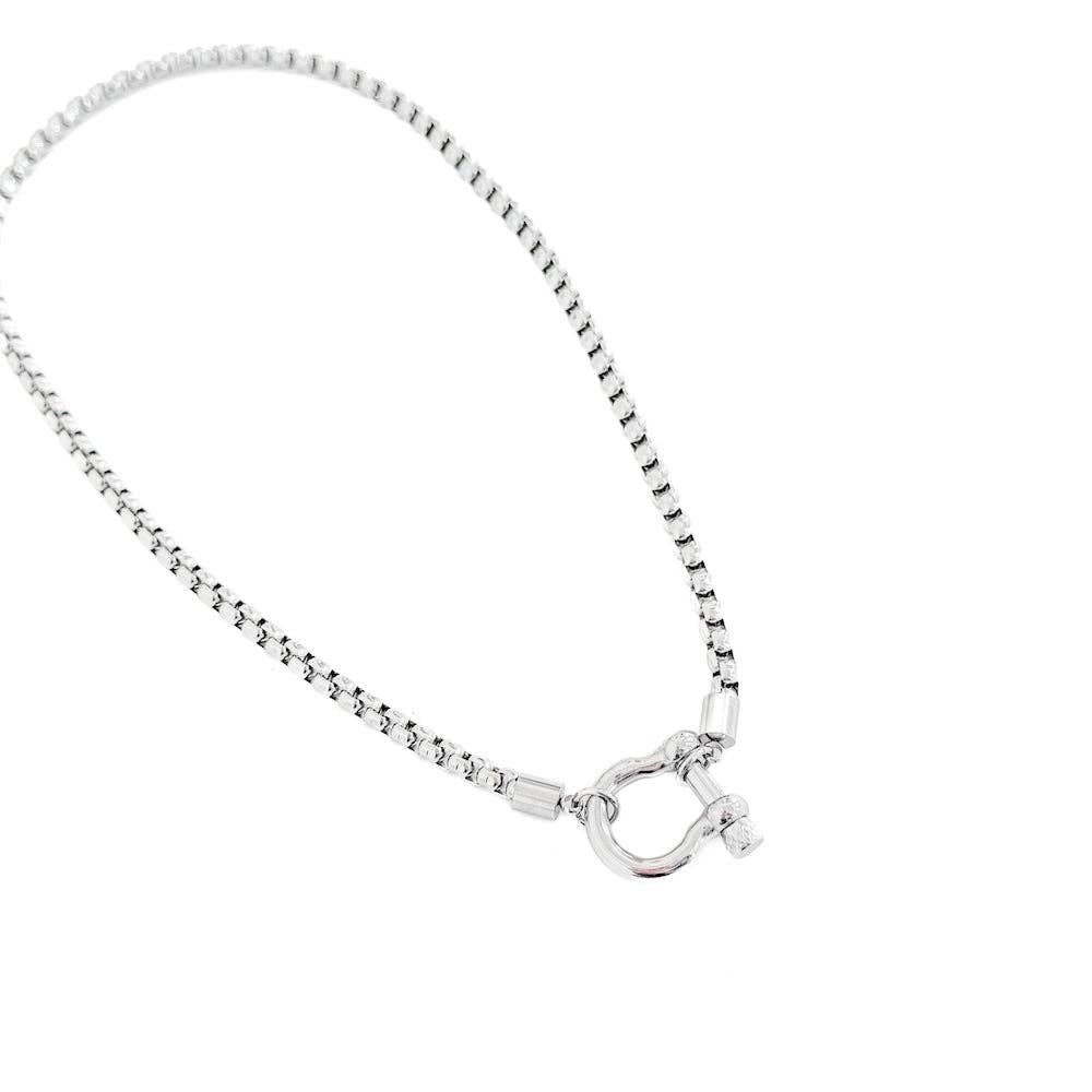 Lucky Me Horseshoe Toggle Necklace - WATERPROOF: Silver
