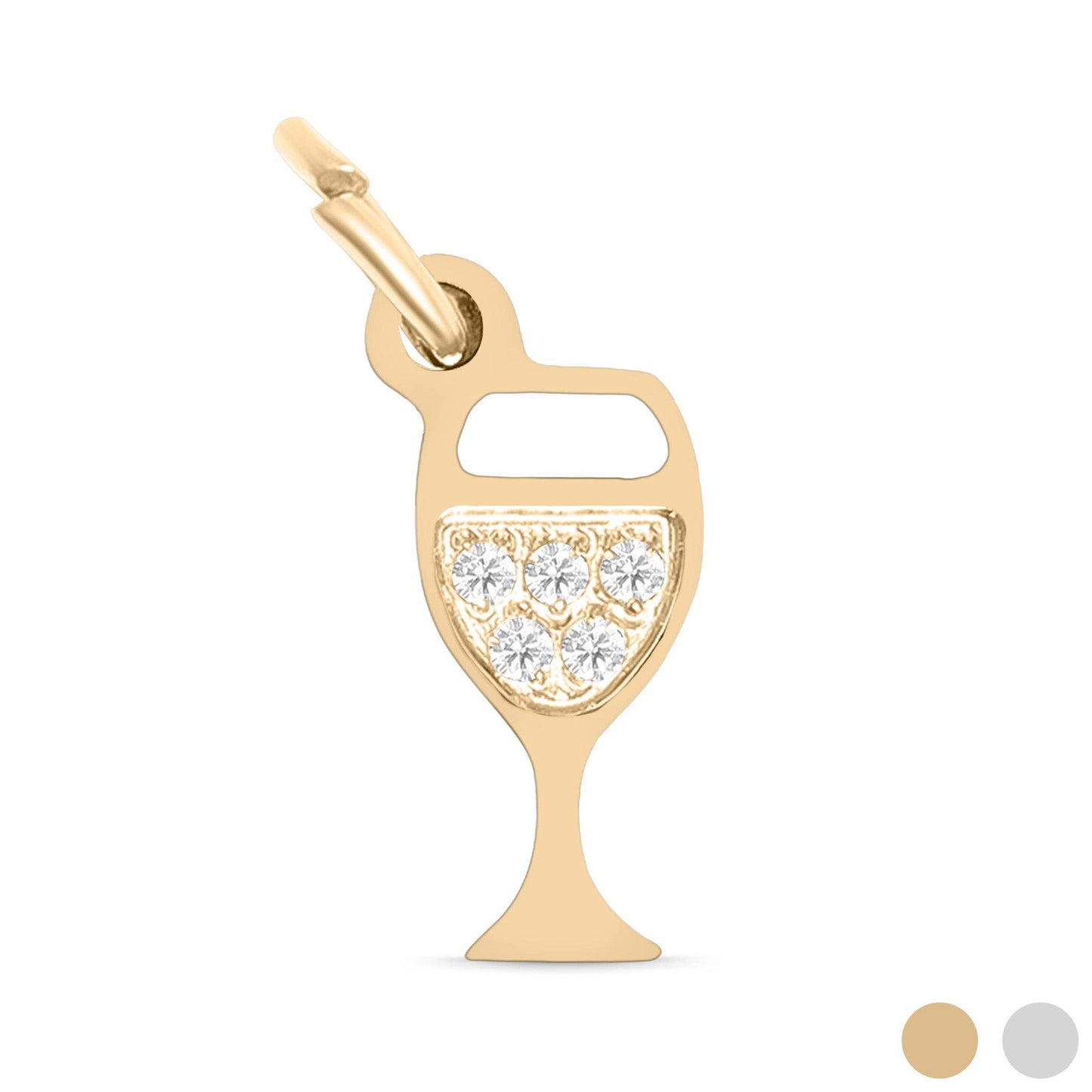 18K Gold PVD Stainless Steel CZ Wine Glass Gold