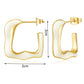 Abstract Wavy White Enamel Gold Square Hoop Earrings