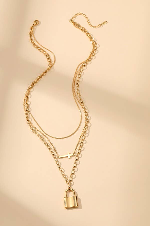 18K STAINLESS STEEL TARNISH FREE LAYERED NECKLACE Gold