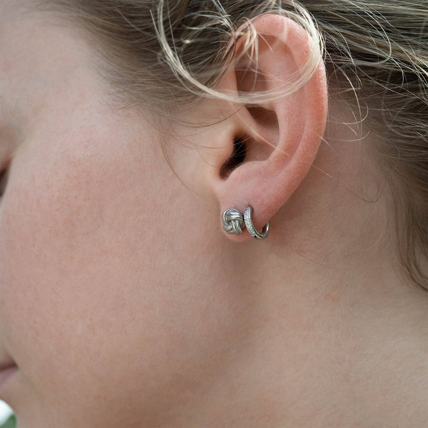 18K Gold PVD Stainless Steel Knot Stud Earrings: Stainless