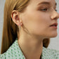 Abstract Wavy White Enamel Gold Square Hoop Earrings