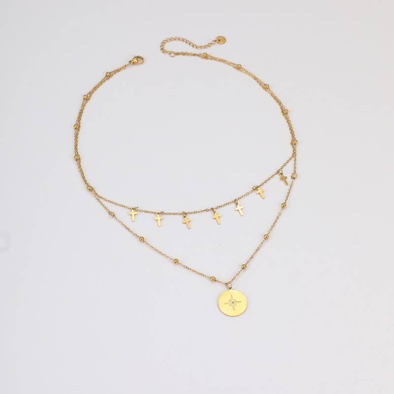 Stella 18K STAINLESS STEEL TARNISH FREE CROSS NECKLACE GOLD